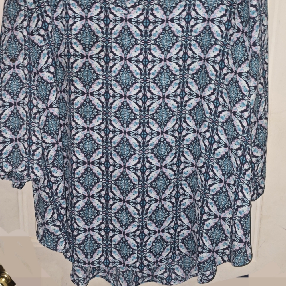 Cato Black Top with Teal and Pink Floral Design